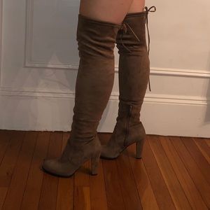 Over the knee tan boots